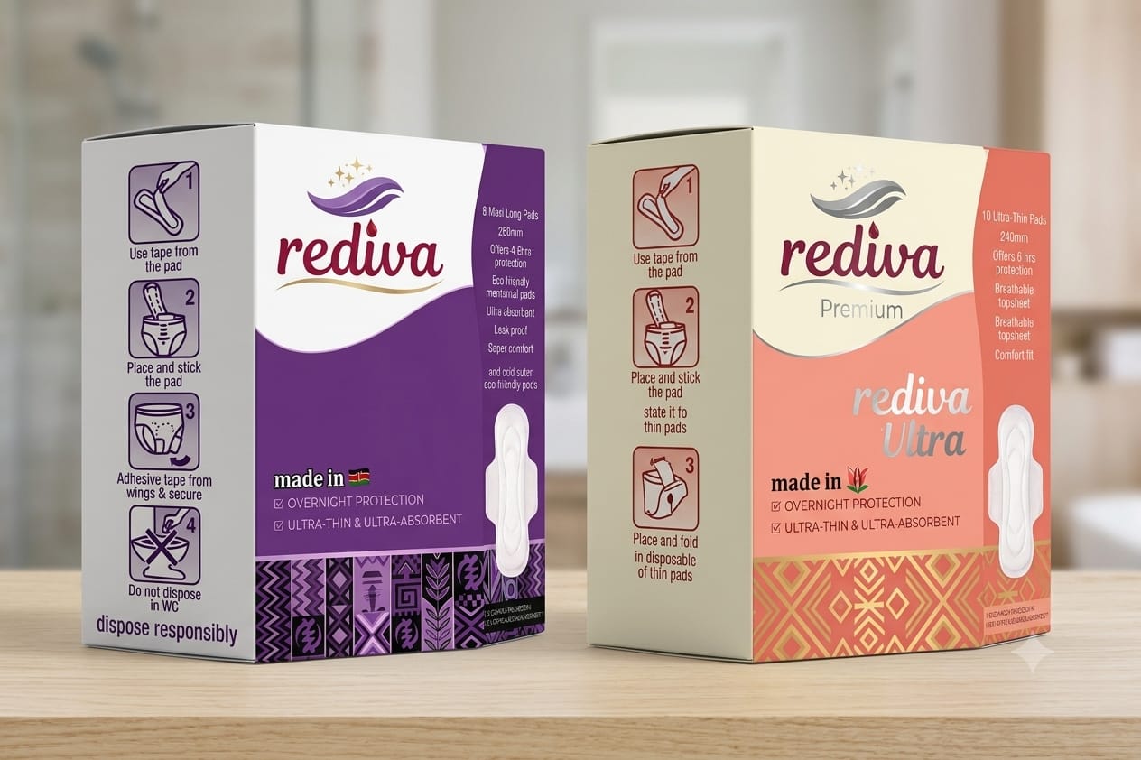 Rediva product pricing poster showing multiple pack sizes